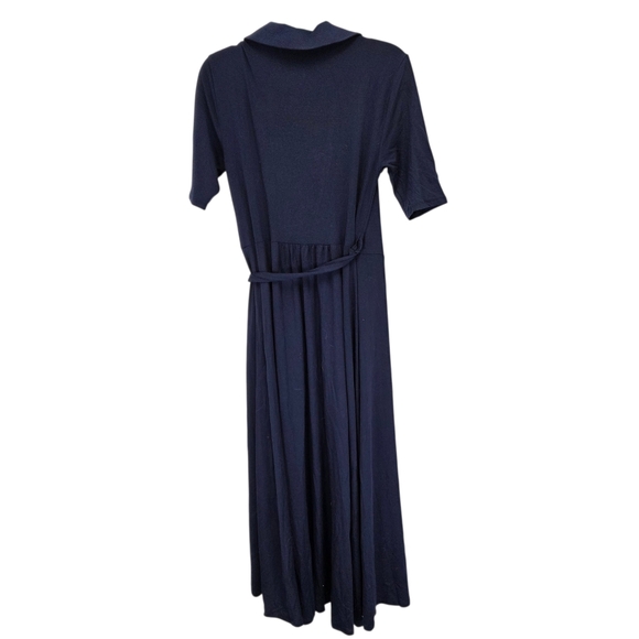 NWT Quince Tencel Jersey Midi Wrap Dress Navy Blue Size Medium New with tags! - Picture 2 of 5
